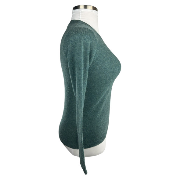 Tahari Pure Luxe 100% Cashmere Sweater Green Heather Crewneck Women’s XS - Picture 10 of 12